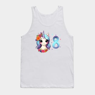 I am 8 with unicorn - girl birthday 8 years old Tank Top